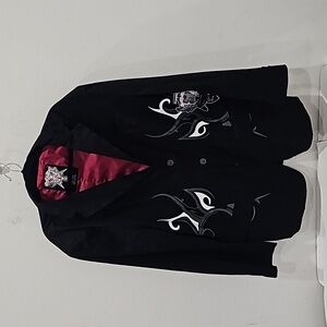 Brooklyn Express Punk Gothic Y2K Black BlazerJacket  Size XXL